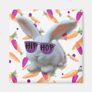Colorful Carrots and Whimsical Bunny  Magnet