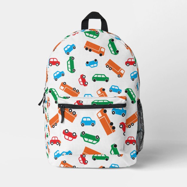 Colorful Cars and Trucks Pattern Backpack for Kids (Front)