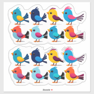 Colorful Cartoon Bird Sticker Set