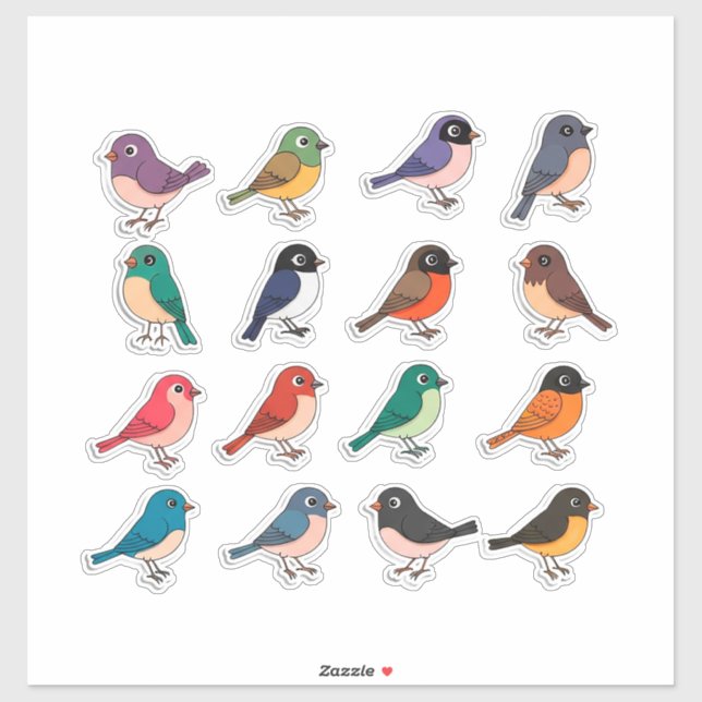 Colorful Cartoon Bird Sticker Set (Sheet)