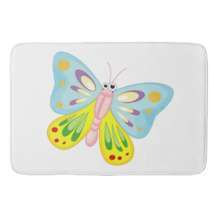 COLORFUL CARTOON BUTTERFLY BATH MAT