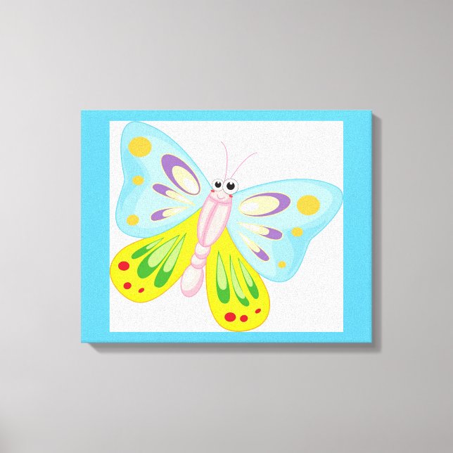 COLORFUL CARTOON BUTTERFLY CANVAS PRINT (Front)