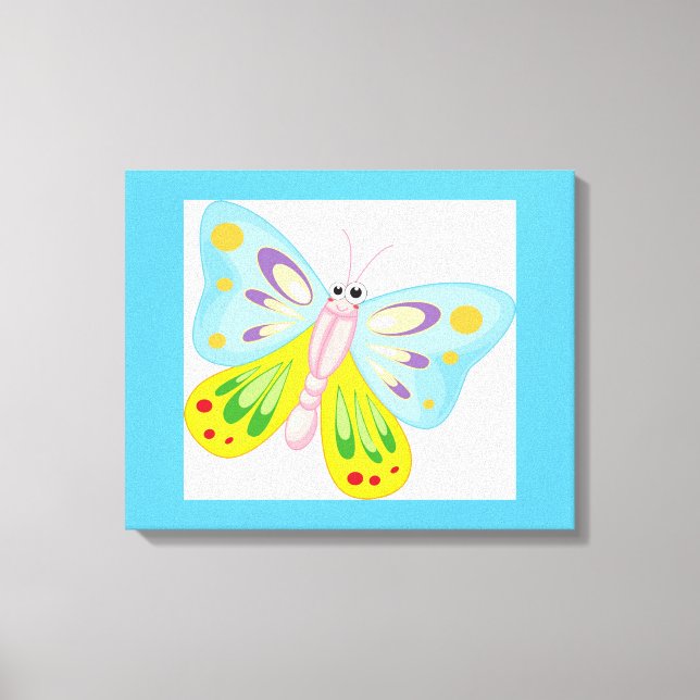 COLORFUL CARTOON BUTTERFLY CANVAS PRINT (Front)