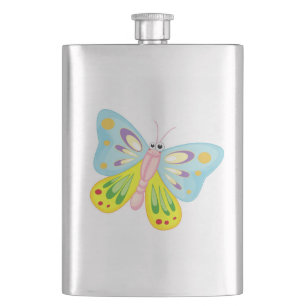 COLORFUL CARTOON BUTTERFLY HIP FLASK