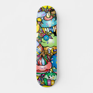 Colorful Cartoon Cupcakes Skateboard