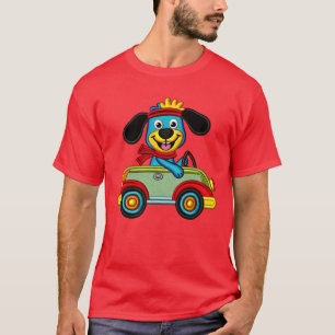 Colorful Cartoon Dog Driving Car Playful and Fun b T-Shirt