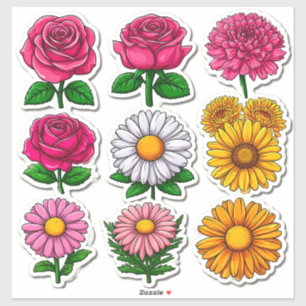 Colorful Cartoon Flower Stickers