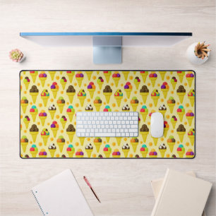 Colorful Cartoon Ice Cream Cones Desk Mat