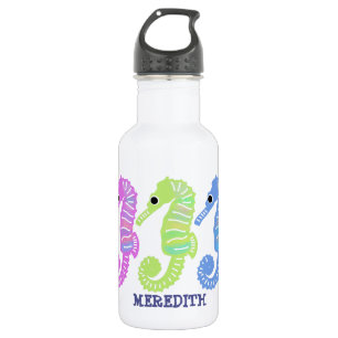 Colorful Cartoon Seashorses Fish Personalized 532 Ml Water Bottle