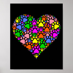 Colorful Cat & Dog Paw Print - Valentines Day