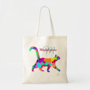 Colorful Cat Art Modern Tote Bag