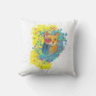 colorful cat cushion