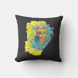 colorful cat drawing cushion