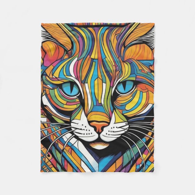 Colorful Cat Fleece Blanket (Front)