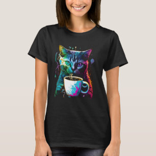 Colorful Cat Gaming Coffee Graphic Tees Men Women 