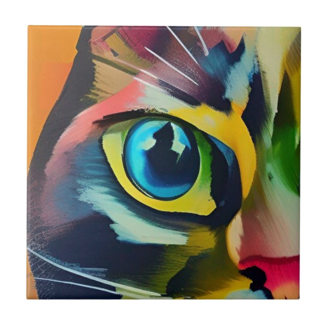 Colorful cat kitty voices tile (Front)