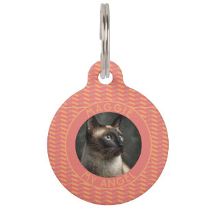 Colorful Cat Lover Present Herringbone Pet Tag
