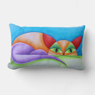 Colorful cat lumbar cushion