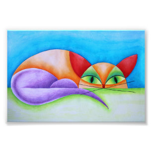 Colorful cat photo print
