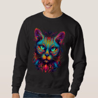 Colorful Cat  Psychedelic Art Trippy Hippie Girls 
