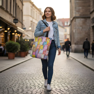 Colorful Cat Tote Bag with Playful Design