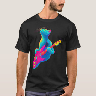 Colorful Cat With Guitar Multicolored T-Shirt
