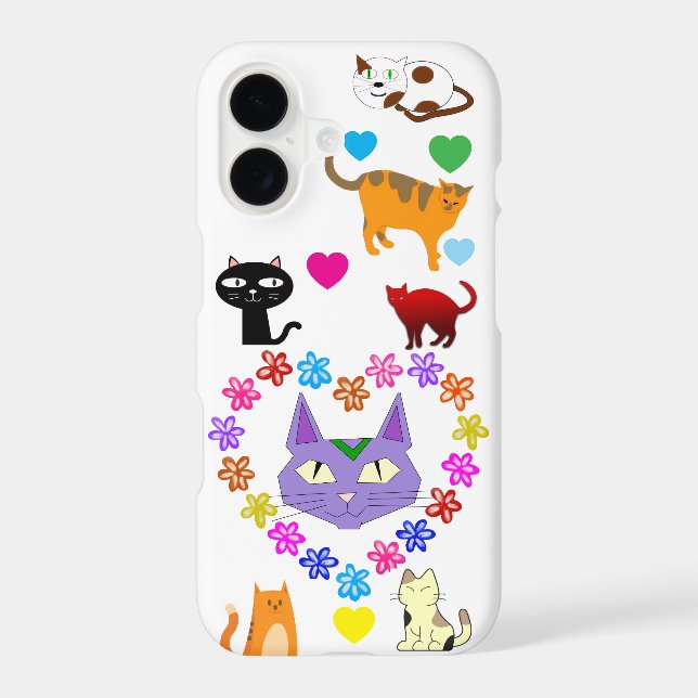 Colorful Cats & Hearts Samsung Galaxy Case (Back)