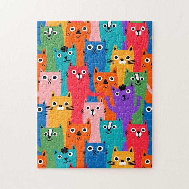 Colorful cats pattern jigsaw puzzle (Vertical)