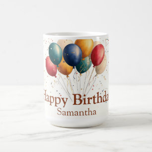 Colorful Celebration Balloons with Confetti Coffee Mug