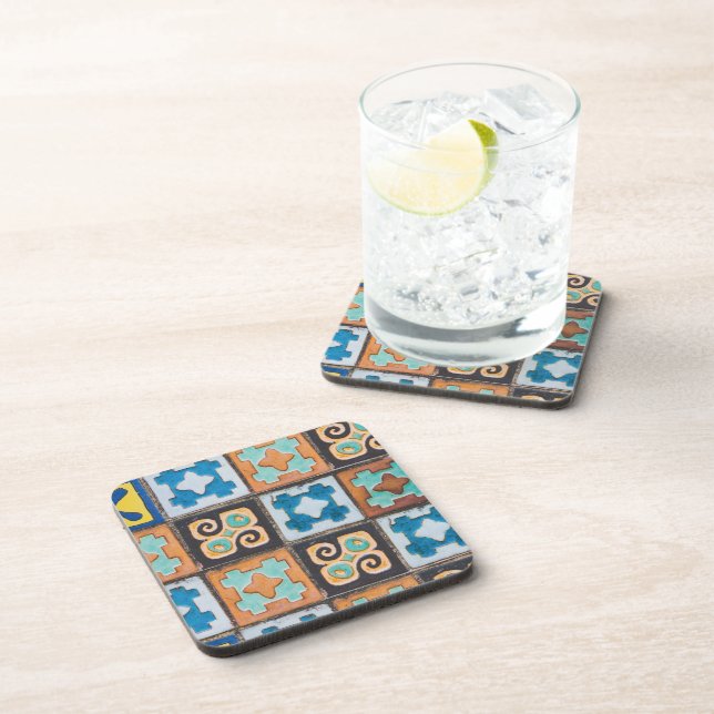 Colorful Ceramic Tiles Pattern Design Coaster (Right Side)