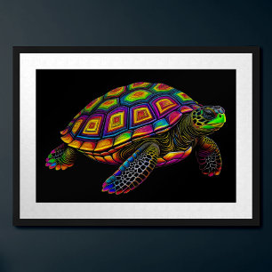 Colorful Chalk Drawing Sea Turtle Poster
