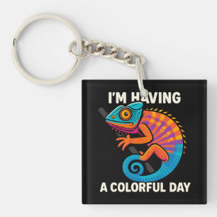 Colorful Chameleon Lizard Life Rainbow Reptile Key Ring
