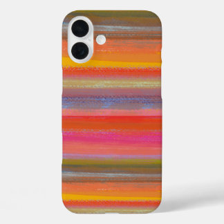 Colorful Charcoal Boho Stripes iPhone 16 Plus Case