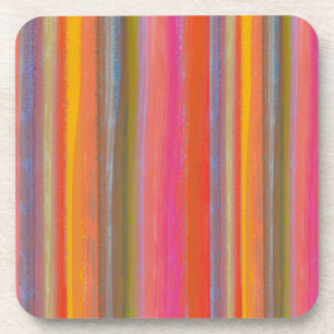 Colorful Charcoal Boho Stripes Coaster
