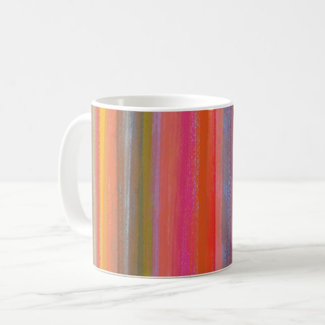 Colorful Charcoal Boho Stripes Coffee Mug (Front Left)