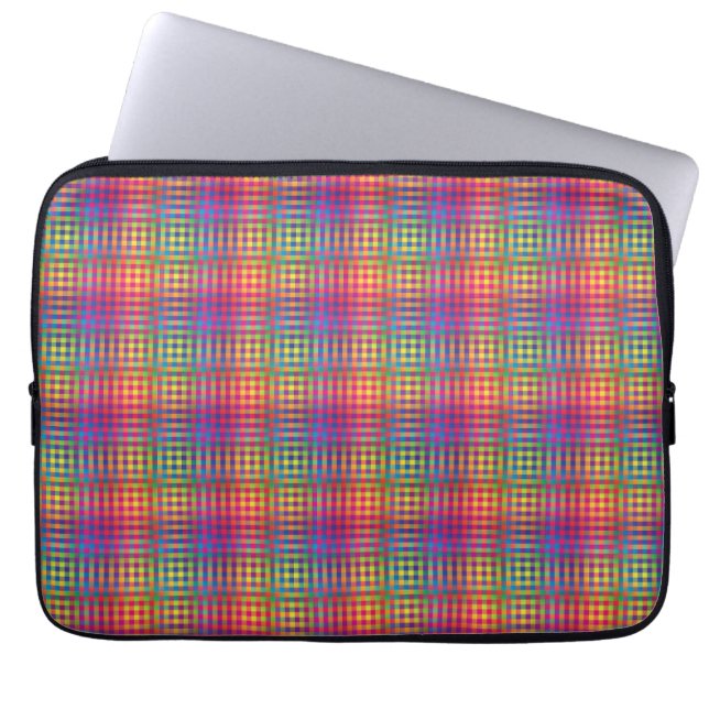 Colorful Checker Abstract Pattern Laptop Sleeve (Front)