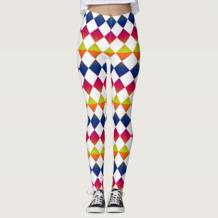 Colorful Checker Diamond Pattern Leggings