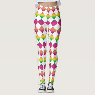 Colorful Checker Diamond Pattern Leggings