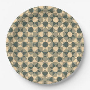 Colorful Checker Diamond Plaid Pattern Paper Plate