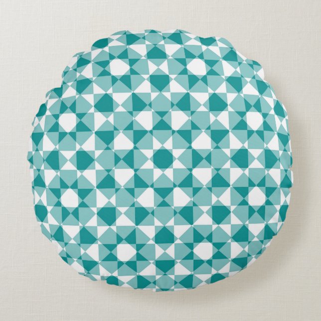 Colorful Checker Diamond Plaid Pattern Round Cushion (Front)