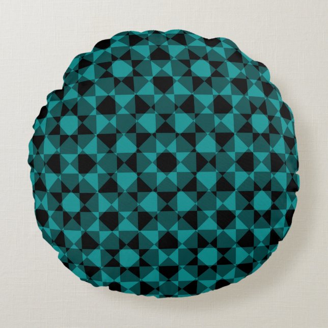 Colorful Checker Diamond Plaid Pattern Round Cushion (Front)