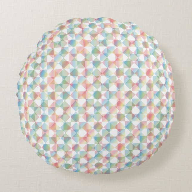 Colorful Checker Diamond Plaid Pattern Round Cushion (Front)