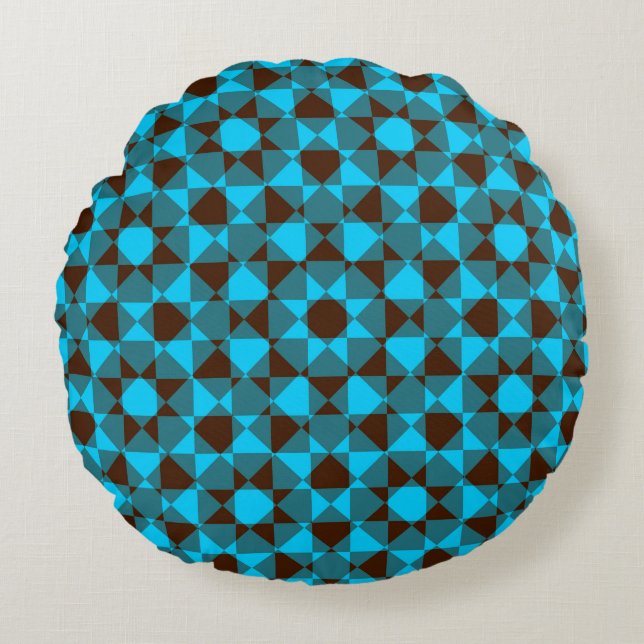Colorful Checker Diamond Plaid Pattern Round Cushion (Front)