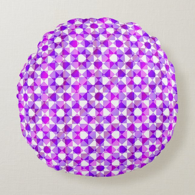 Colorful Checker Diamond Plaid Pattern Round Cushion (Front)