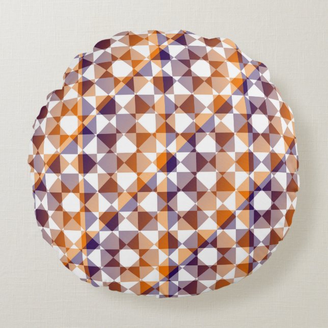 Colorful Checker Diamond Plaid Pattern Round Cushion (Front)