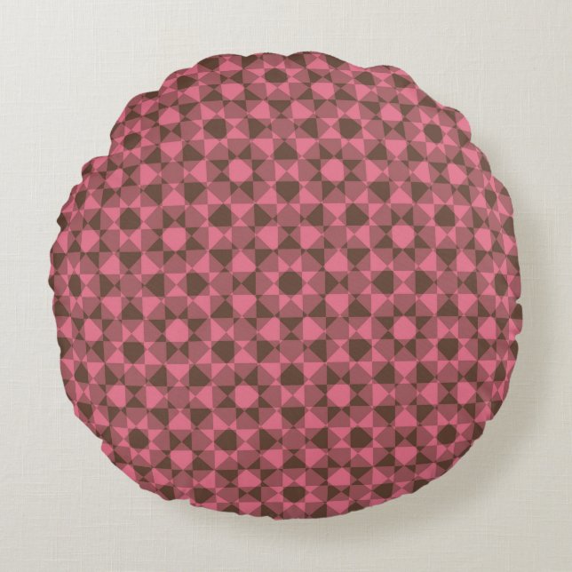 Colorful Checker Diamond Plaid Pattern Round Cushion (Front)