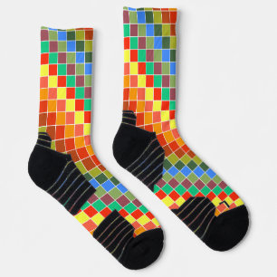 Colorful Checks Orange Red Spotted Newt Inspo Socks