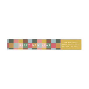 Colorful Checks  Wrap Around Label