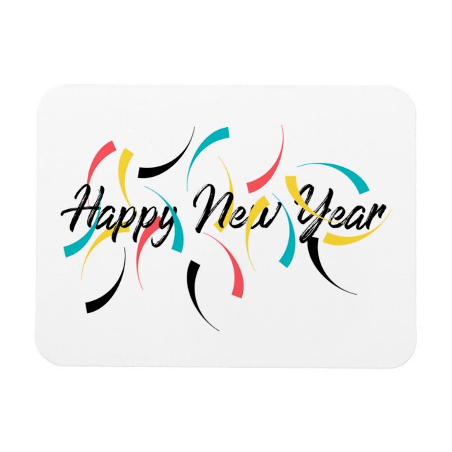 Colorful, cheerful design of "Happy New Year" Magnet (Horizontal)