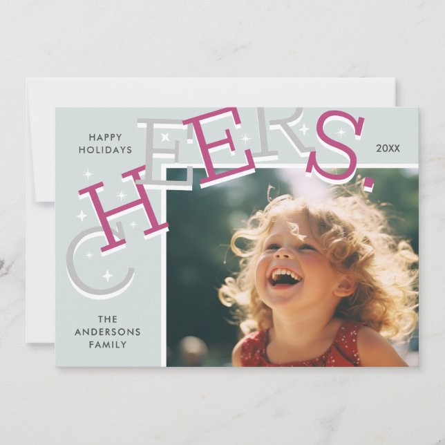 COLORFUL CHEERS! Simple Holiday Photo Christmas  (Front)